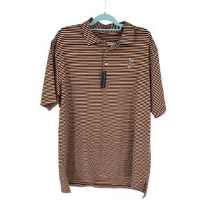 Peter Millar Summer‎ Comfort Peach Navy Striped Performance Golf Polo Shirt